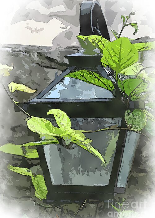 Garden-lamp Greeting Card featuring the digital art Garden Yard Lamp by Kirt Tisdale