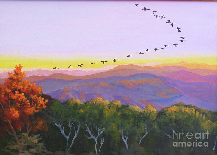 Geese Greeting Card featuring the painting Geese by Anne Marie Brown