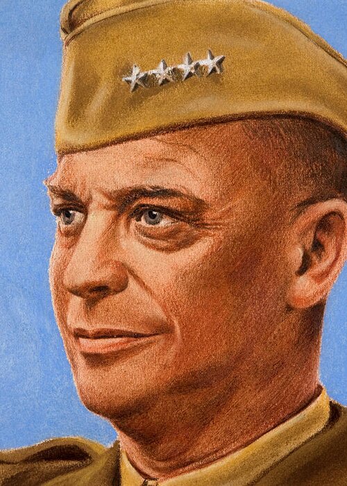 Dwight Eisenhower Greeting Card featuring the painting General Dwight Eisenhower Portrait - William Timym by War Is Hell Store