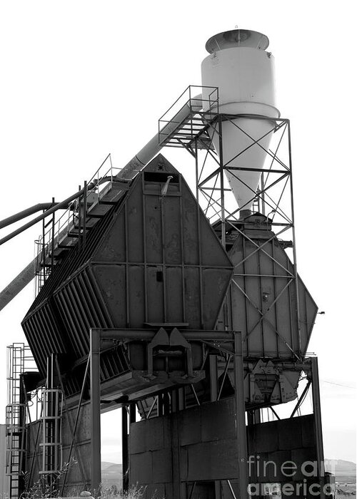 Black And White Greeting Card featuring the photograph Geometrics At A Pulp Plant in BW by Kae Cheatham