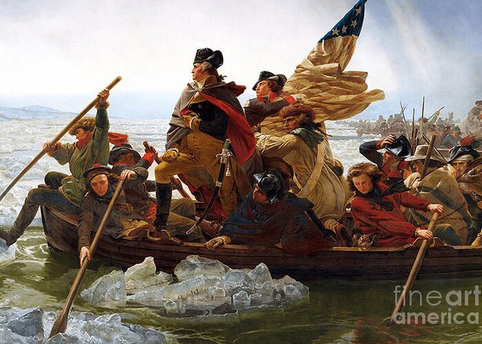 George Greeting Card featuring the photograph George Washington Crossing The Delaware by Action