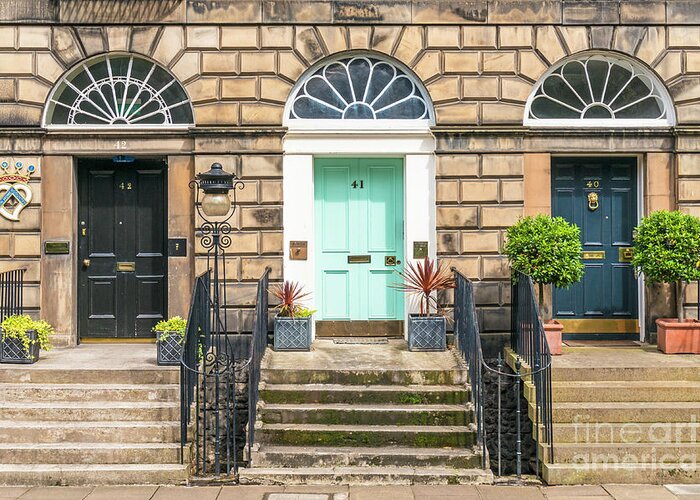 Front Doors Greeting Card featuring the photograph Georgian doorways, Edinburgh new town, Scotland by Neale And Judith Clark