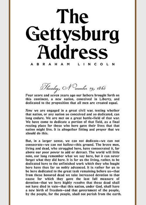 Gettysburg Address Greeting Card featuring the digital art The Gettysburg Address Print - Abraham Lincoln Speech - American History Poster 01 by Studio Grafiikka