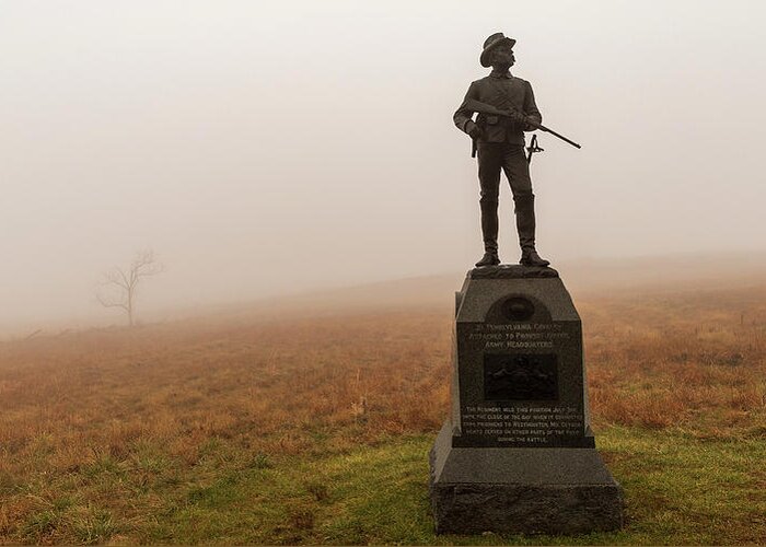 Gettysburg Greeting Card featuring the photograph Gettysburg - Pennsylvania Cavalry Memorial by Amelia Pearn