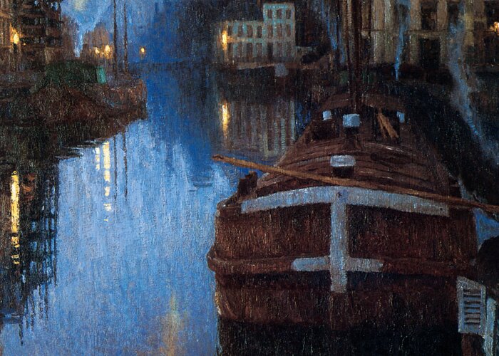 Baertsoen Greeting Card featuring the painting Ghent, Evening 1903 by Albert Baertsoen