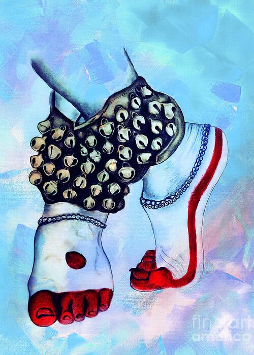 Ghungroo Greeting Card featuring the painting Ghunrgroo Feet by Gull G