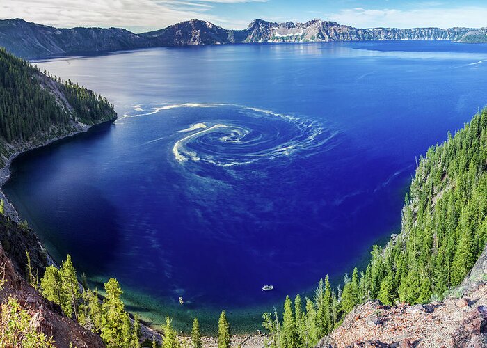Crater Lake Greeting Card featuring the photograph Giant Swirl at Crater Lake by Pierre Leclerc Photography