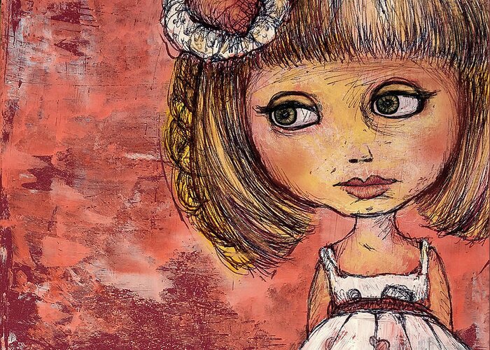 Love Greeting Card featuring the mixed media Girl of Hearts by AnneMarie Welsh
