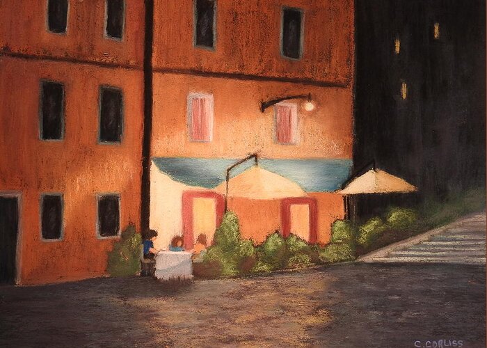 Venice Greeting Card featuring the pastel Girl's Night by Carol Corliss
