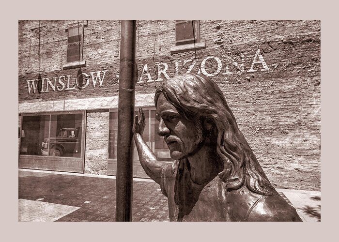 Adamson Greeting Card featuring the photograph Glenn Frey On The Corner 2 Monochrome by Paul LeSage