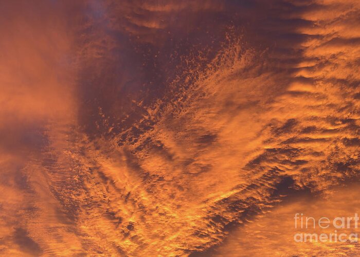Clouds Greeting Card featuring the photograph Glowing sunset sky with deep orange clouds by Adriana Mueller