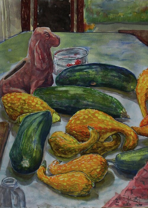  Greeting Card featuring the painting Gourd Dog by Douglas Jerving