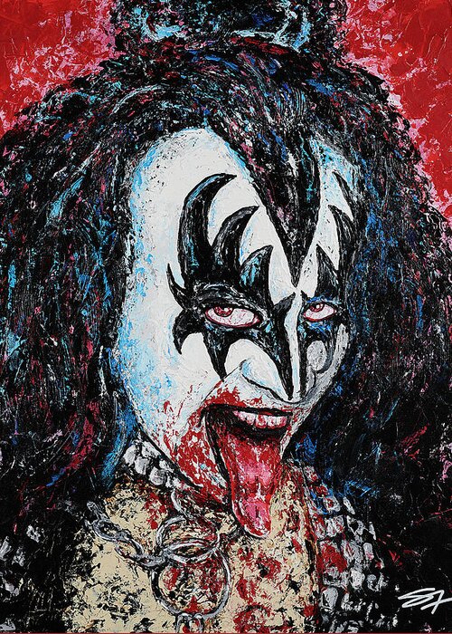 Kiss Greeting Card featuring the painting God of Thunder by Steve Follman
