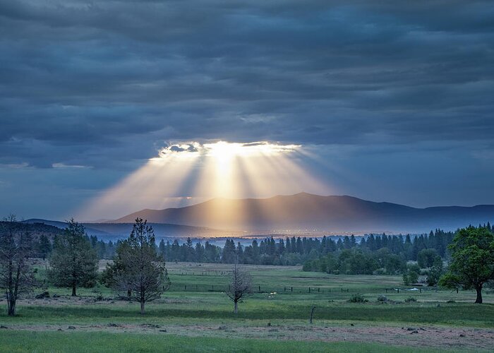 Crepuscular Greeting Card featuring the photograph God Rays by Randy Robbins