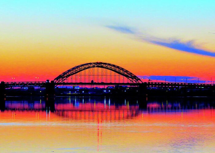 Sunset Greeting Card featuring the photograph Golden Hour on the Delaware River by Linda Stern