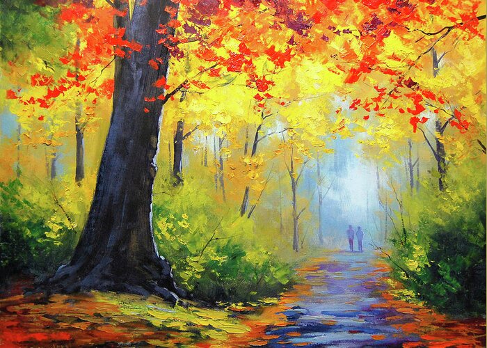 Fall Greeting Card featuring the painting Golden Landscape by Graham Gercken