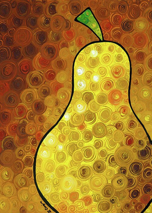 Pear Greeting Card featuring the painting Golden Pear by Sharon Cummings
