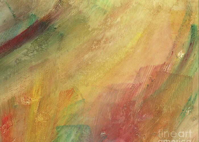 Abstract Greeting Card featuring the painting Golden Rain Abstract by Brandy Woods