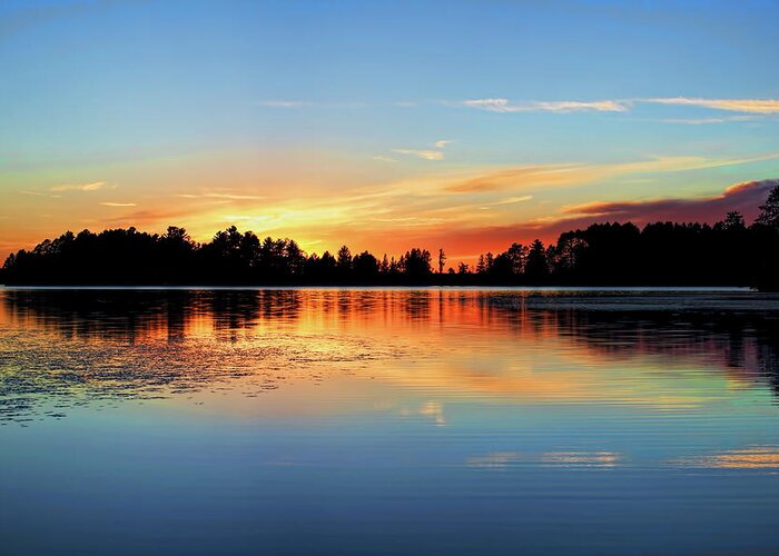 Upnorth Greeting Card featuring the photograph Golden Sunset Over Burrows Lake by Dale Kauzlaric