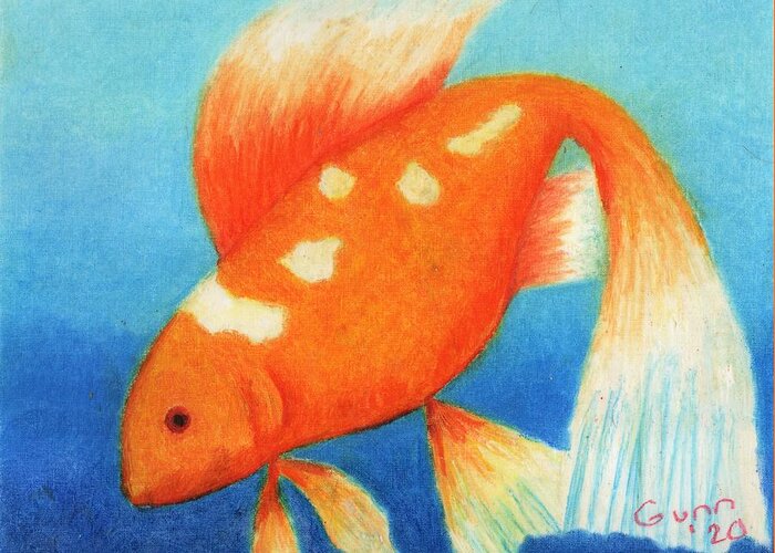 Goldfish Greeting Card featuring the pastel Goldfish by Katrina Gunn
