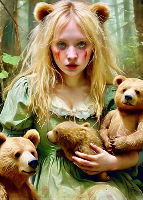 Goldilocks And The Three Bears Greeting Card featuring the digital art Goldilocks and the Three Bears by Amanda Poe
