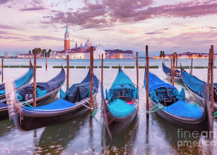 Gondolas Greeting Card featuring the photograph Gondolas on the Venice Lagoon, Italy by Neale And Judith Clark