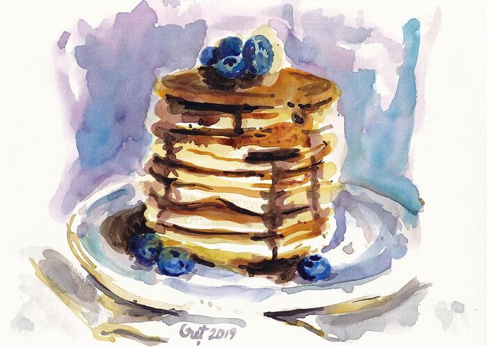 Pancake Greeting Card featuring the painting Good Morning by George Cret