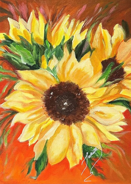 Sunny Greeting Card featuring the painting Good Morning, Sunshine by Juliette Becker