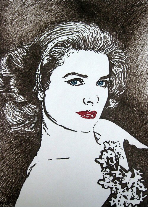 Grace Kelly Greeting Card featuring the drawing Grace by Lynet McDonald