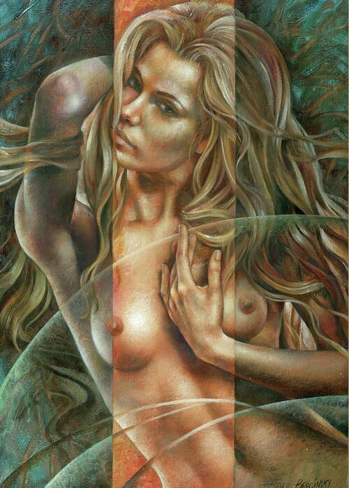 Nudes Greeting Card featuring the painting Gracia3 by Arthur Braginsky