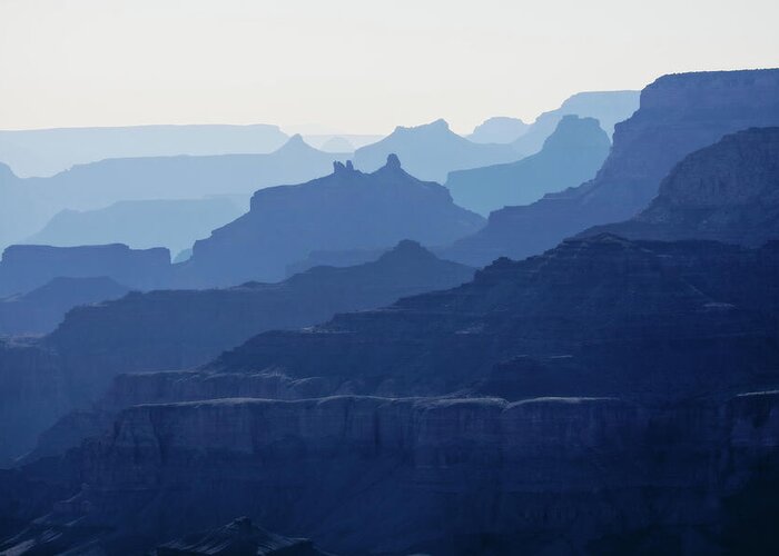 Grand Canyon Greeting Card featuring the photograph Grand Canyon blue silhouettes by Tatiana Travelways