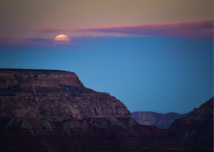 Grand Canyon Greeting Card featuring the photograph Grand Canyon Full Moon by Susie Loechler