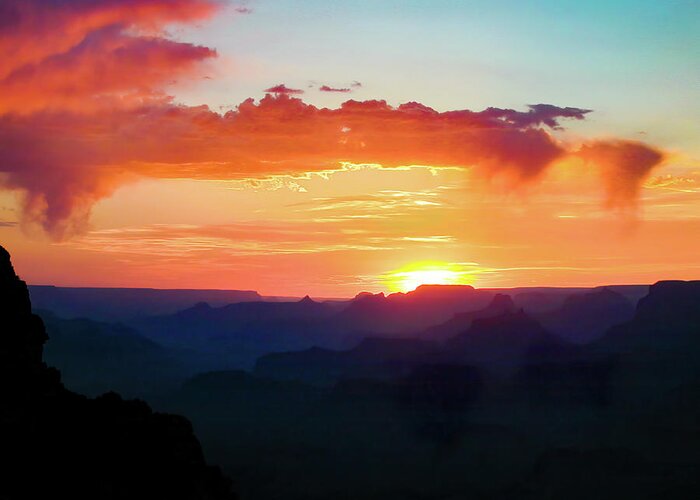 Grand Canyon Greeting Card featuring the photograph Grand Canyon Red Sky Sunset by Dan Carmichael