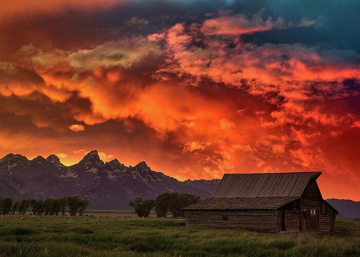 Tetons Greeting Card featuring the photograph Grand Sunset in the Tetons by Jon Glaser