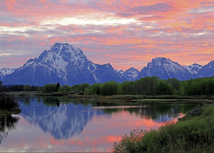 Oxbow Bend Greeting Card featuring the photograph Grand Teton National Park - Oxbow Bend Snake River by Richard Krebs