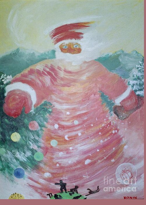 Grand Dad Greeting Card featuring the painting Grandfather Frost by Oleg Konin