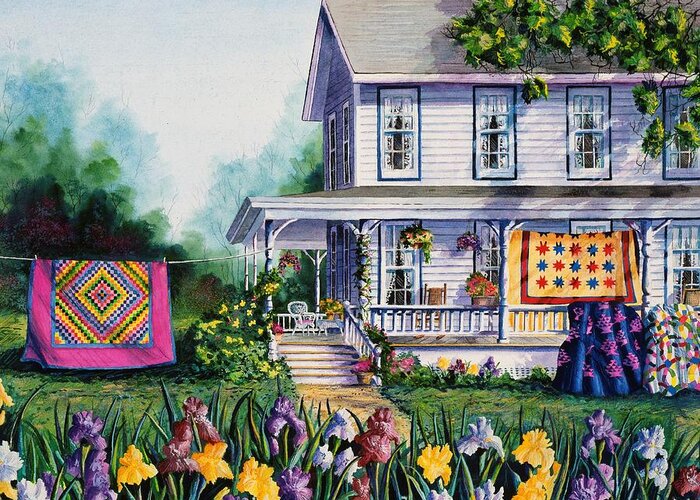 Farm House Greeting Card featuring the painting Grandma's Treasures by Diane Phalen