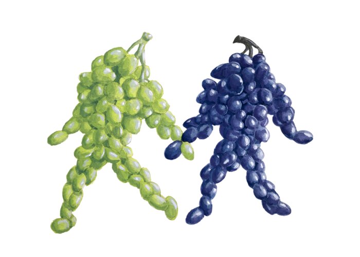 Grapes Greeting Card featuring the painting Grape Friends by Dominic White