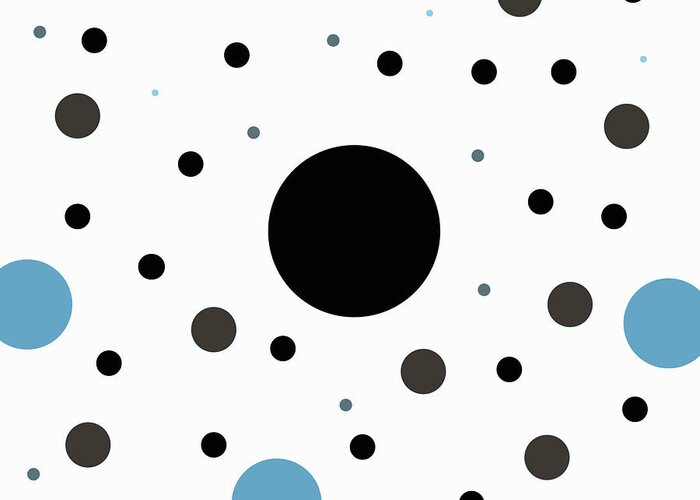Black Greeting Card featuring the digital art Graphic Polka Dots by Amelia Pearn