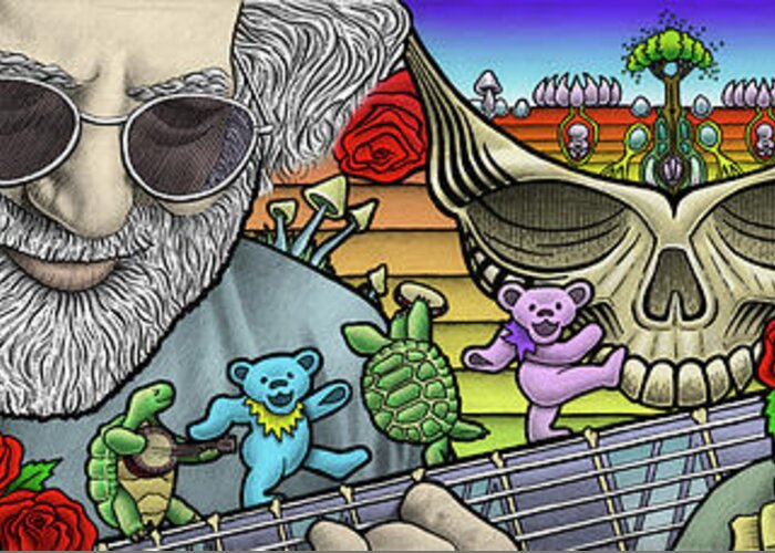 Grateful Dead Greeting Card featuring the drawing Grateful Dead by Jeffrey St Romain