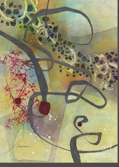 Abstract Greeting Card featuring the painting Gray Passage 1 by Hailey E Herrera
