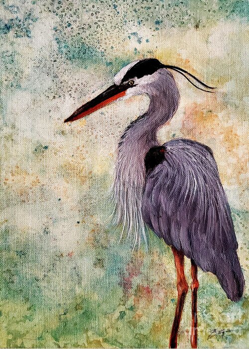 Wildlife Greeting Card featuring the painting Great Blue Heron by Zan Savage
