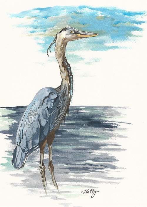 New Greeting Card featuring the painting Great Blue by Kathleen Kelly Thompson
