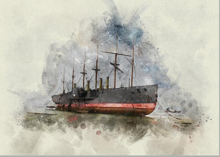 Steamship Greeting Card featuring the digital art Great Eastern by Geir Rosset