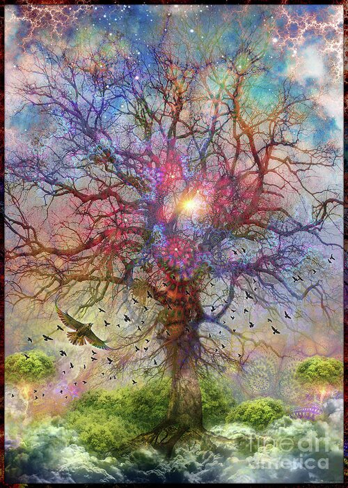 The Tree Of Life Greeting Card featuring the digital art The Tree of Life- II by Leonard Rubins