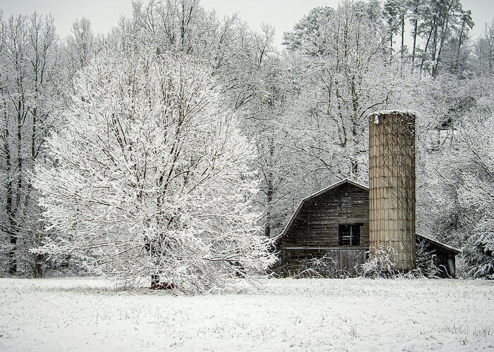 Winter Greeting Card featuring the photograph Great Smoky Mountains North Carolina Winter Barn Scenic by Robert Stephens