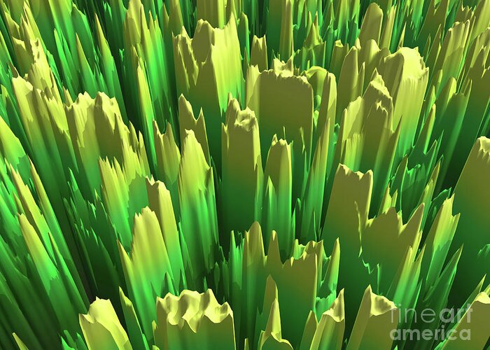 Fractal Greeting Card featuring the digital art Green and Gold Abstract by Phil Perkins