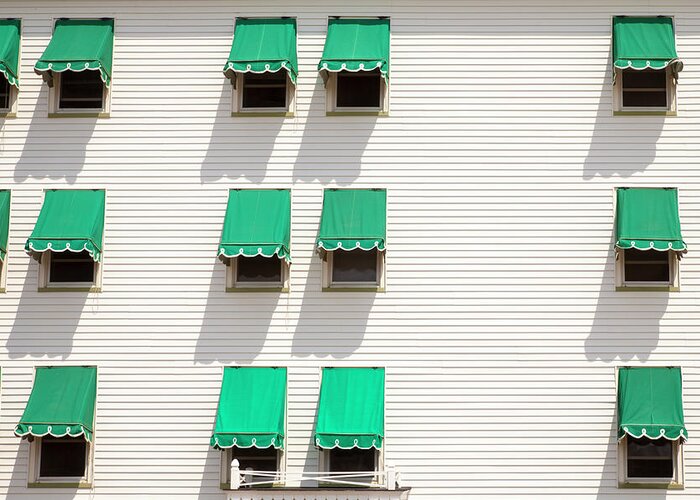 Pattern Greeting Card featuring the photograph Green Awnings by John Manno