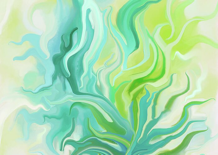 Green Greeting Card featuring the digital art Green Fire by Maria Meester