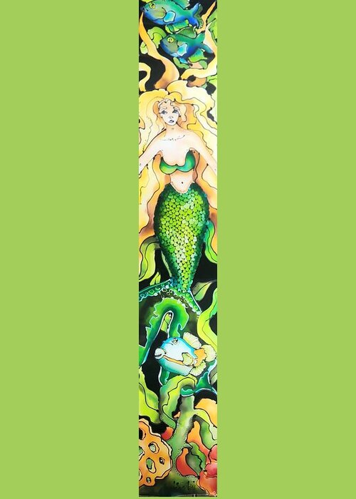 Karlakayart Greeting Card featuring the painting Green Mermaid by Karla Kay Benjamin